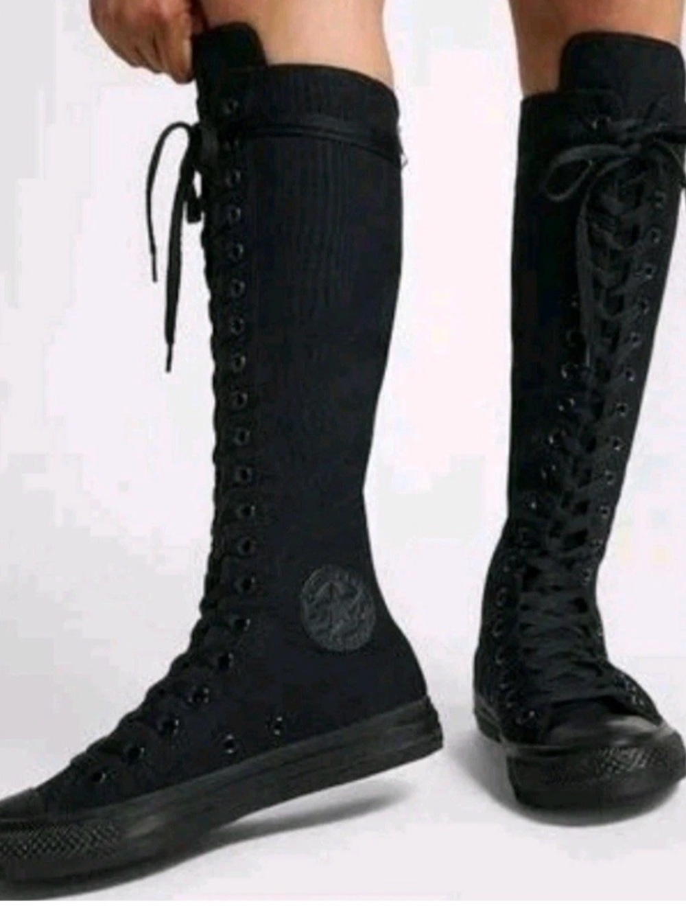 Converse Chuck Taylor All Star XX Hi Knee High Black Canvas Lace-Up Boots15W/13M